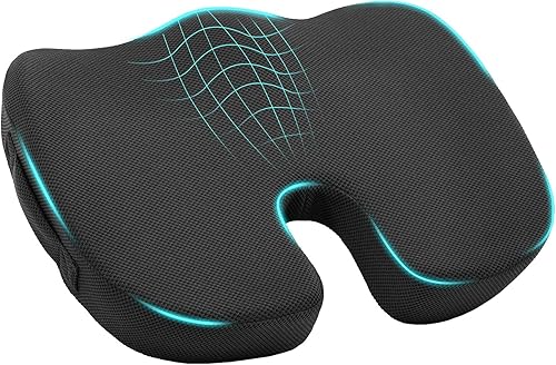 Miniatura 3 de HAVARGO Cojín de asiento de alivio de presión, cojín de coxis para dolor de coxis, sillas de oficina, cojines para alivio de presión (negro nuevo)