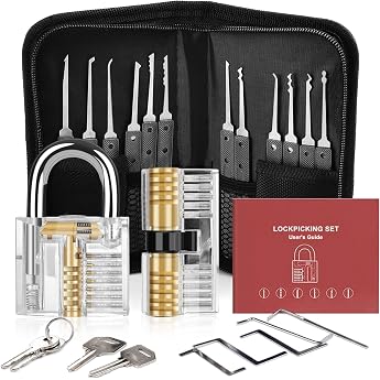 Diyife Lock Picking Set [Upgrade] 26-Piece Lock Pick Set Comfort-Safe Lock Pick Set 2 Transparent Training Locks for Beginners and Professionals Locksmiths Black