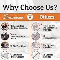 Vista 8 de Priority Chef Juego de tazones para mezclar de acero inoxidable con tapas, 30 piezas de primera calidad con 6 cuencos de metal para cocina, 3 Negro