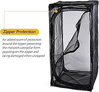 Vista 3 de Hábitat de mariposa monarca resistente de 30 pulgadas, jaula plegable para exteriores, terrario con protección de cremallera