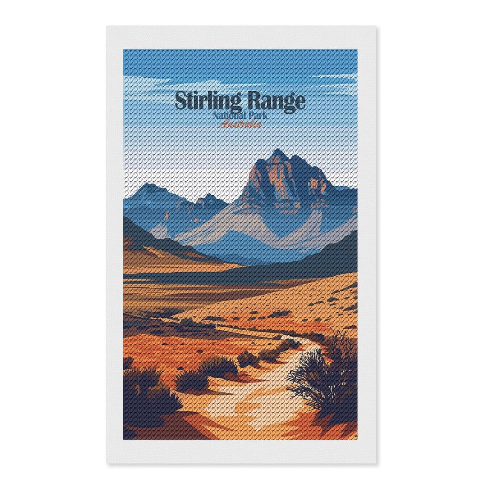 Junmoney Stirling Range National Park Australia Diamond Painting Set 12"x20", Neat Printed Canvas, with Tool Kit, Bedroom Decor, Gift Idea, Complete Accessories