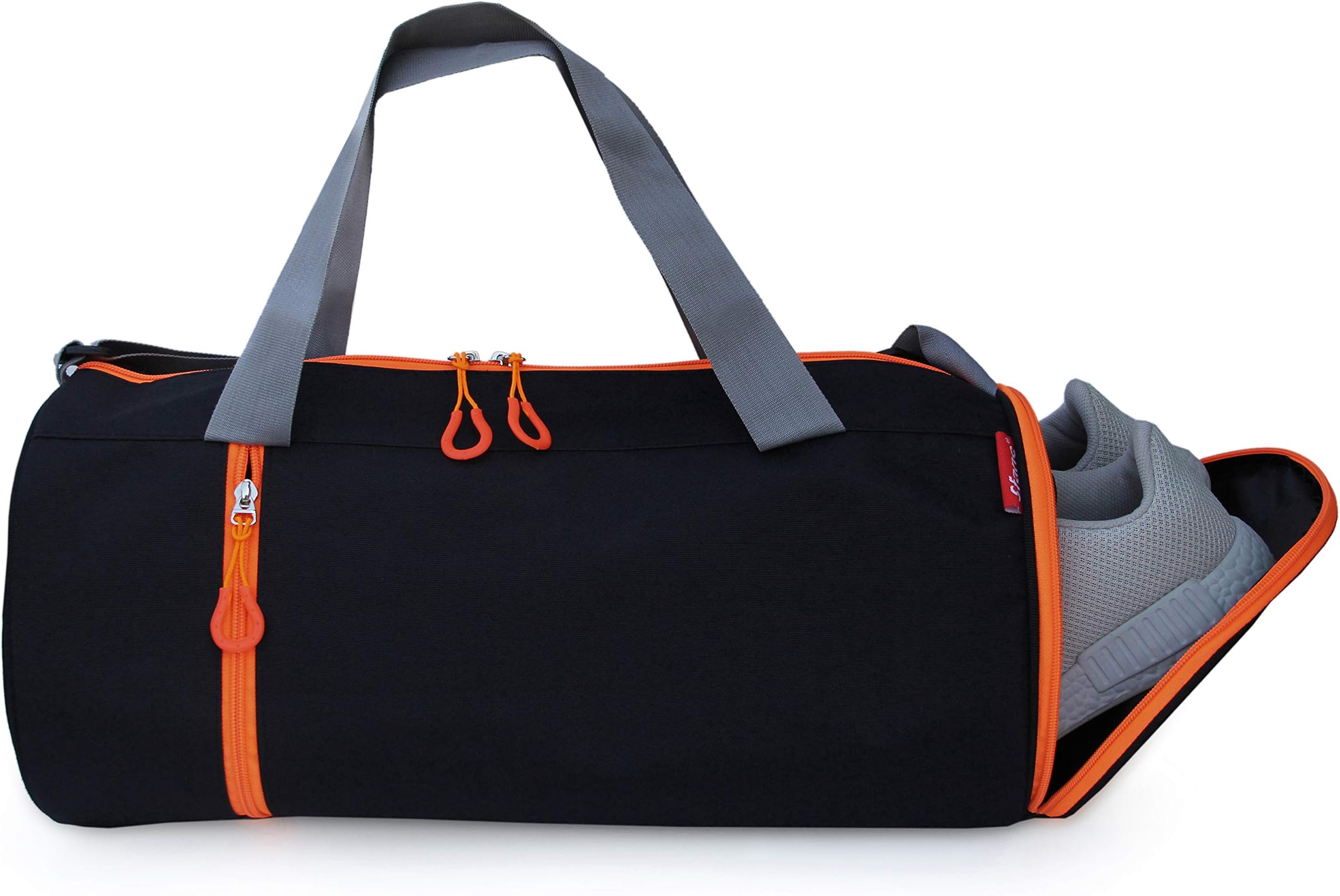 Men & Women Sports Duffle/Gym Bag/Shoulder Bag with Extra Shoe Compartment, Black, 45 cm (L) x 23 cm (W) x 23 cm (H), Gym Bags