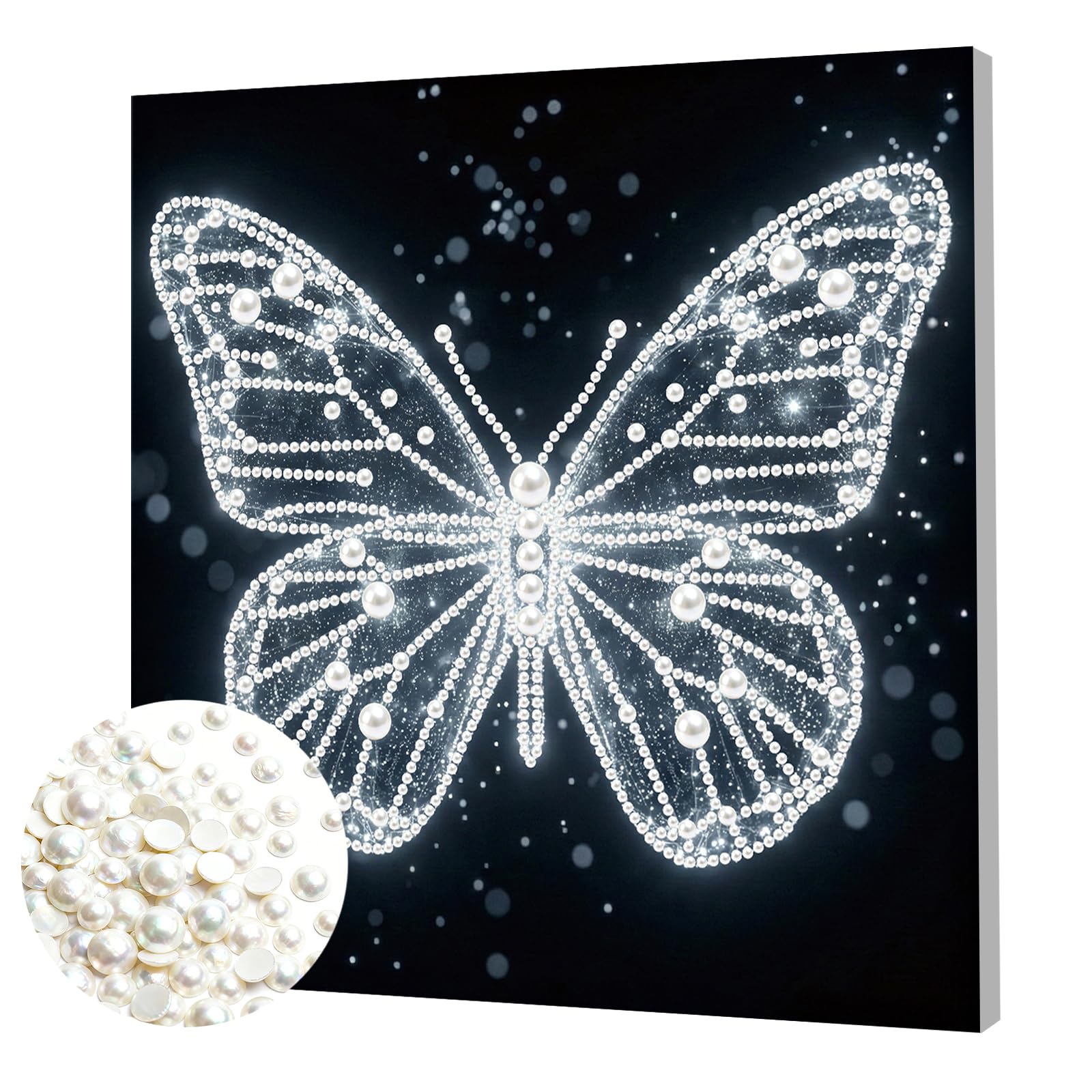 Pearl Painting & Pearl Art Kits for Adults with Frame — Christmas Holiday DIY Pearls Diamond Art Ready-to-Hang, 3D Pearls Dot Art Women Beginners Home Wall Decor Gift 25×25cm(Butterfly)