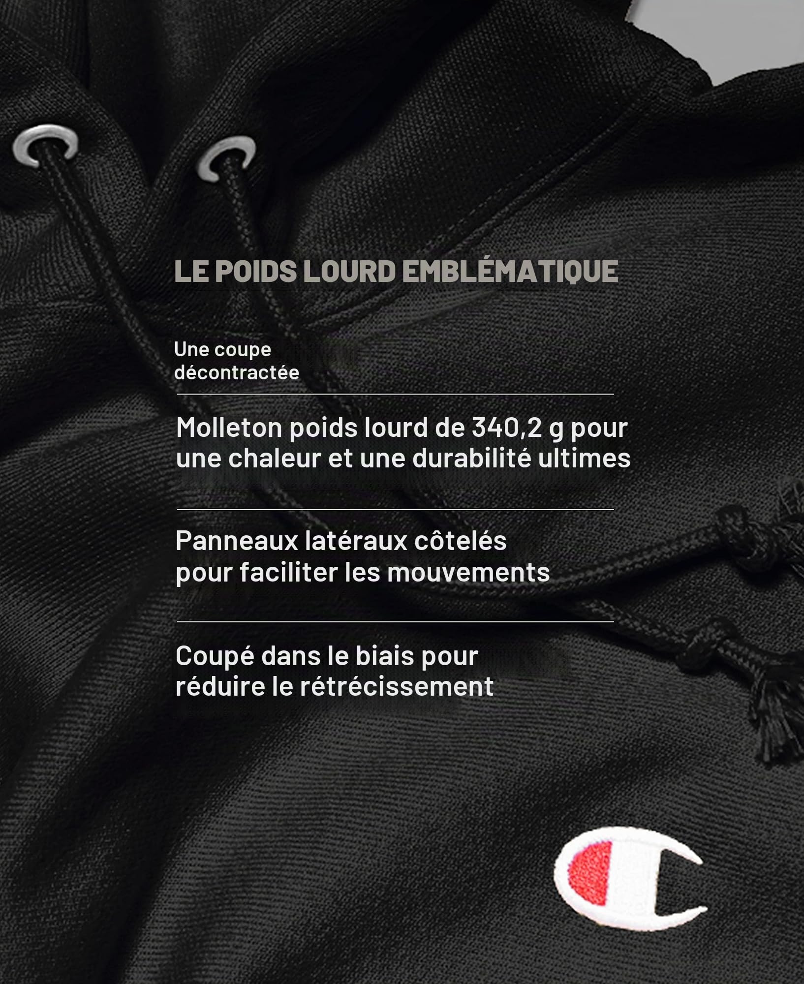 Champion Men's Reverse Weave Pullover, Block Logo Sweatshirt Capuche, Occultant Homme