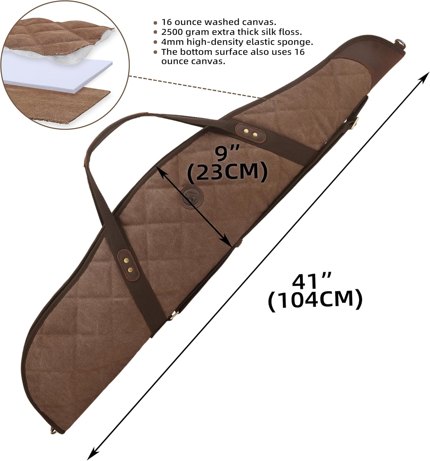 WAYNE'S DOG 41" / 55" Soft Gun Case for Scoped Rifle & Shotgun, Canvas Leather Embroidered Gun Storage Bag for Bolt-Action Rifles, Break-Action Shotguns