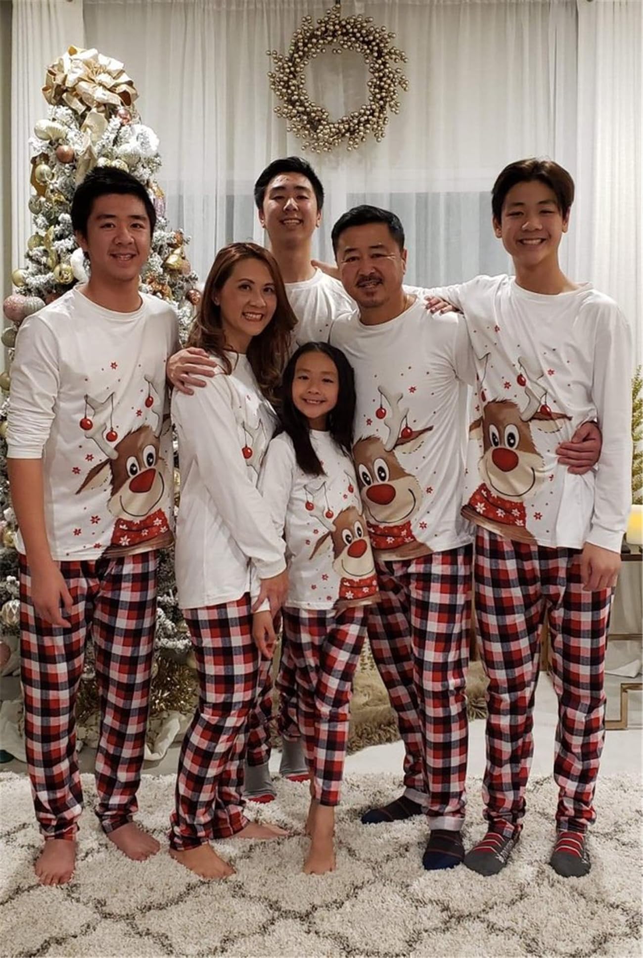 SAMGU Pigiama Famiglia Natale Set Pigiama di Capodanno Indumenti da Notte Abiti Natalizi Tuta per papà Mamma Bambini