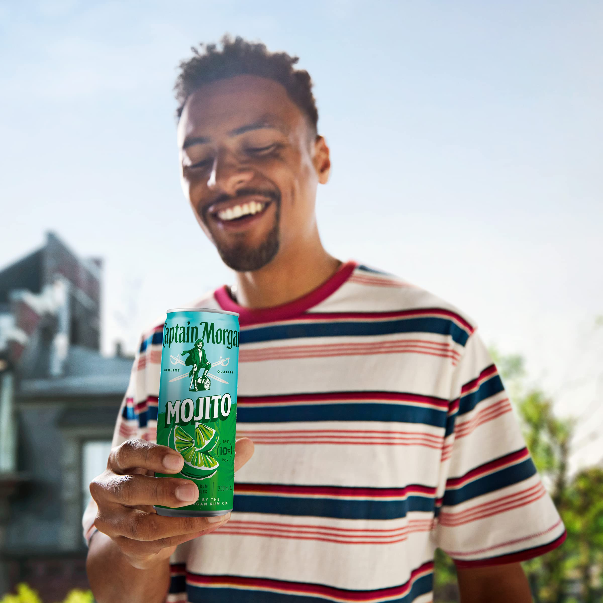 Captain Morgan White Rum Mojito, Erfrischendes Mixgetränk mit 10 Prozent Alkohol, 12 Dosen x 250 ml (EINWEG Verpackung), Weißer Rum mit Limetten- und Minzgeschmack für unterwegs