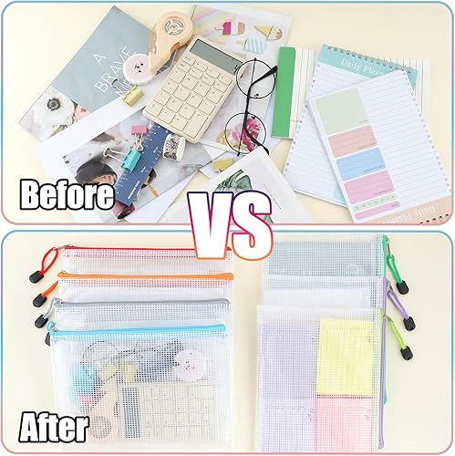 Miniatura 4 de EOOUT 14 bolsas de malla con cremallera, 9.5 x 7.1 pulgadas, bolsas con cremallera de 14 colores para organizar el almacenamiento, bolsa impermeable