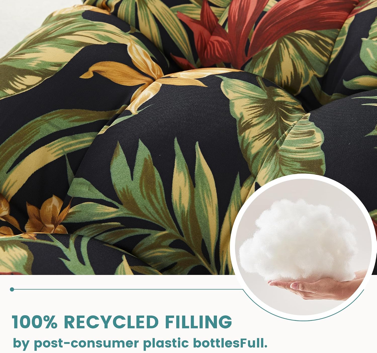 Floral High-Back Seat Cushion Set of 2 - Waterproof Outdoor Adirondack Chair Cushion for Patio Furniture with Tie, Vibrant Patterns, Premium Elastic Padding, Multi-Scenario Use