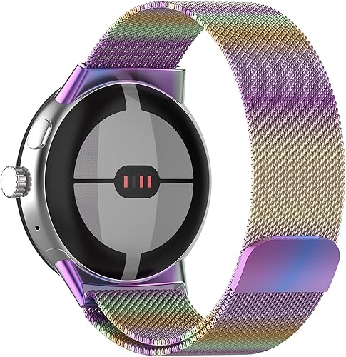 Miniatura 2 de Compatible con correas de reloj inteligente Google Pixel para mujeres y hombres sin huecos correa de metal magnética de acero inoxidable de