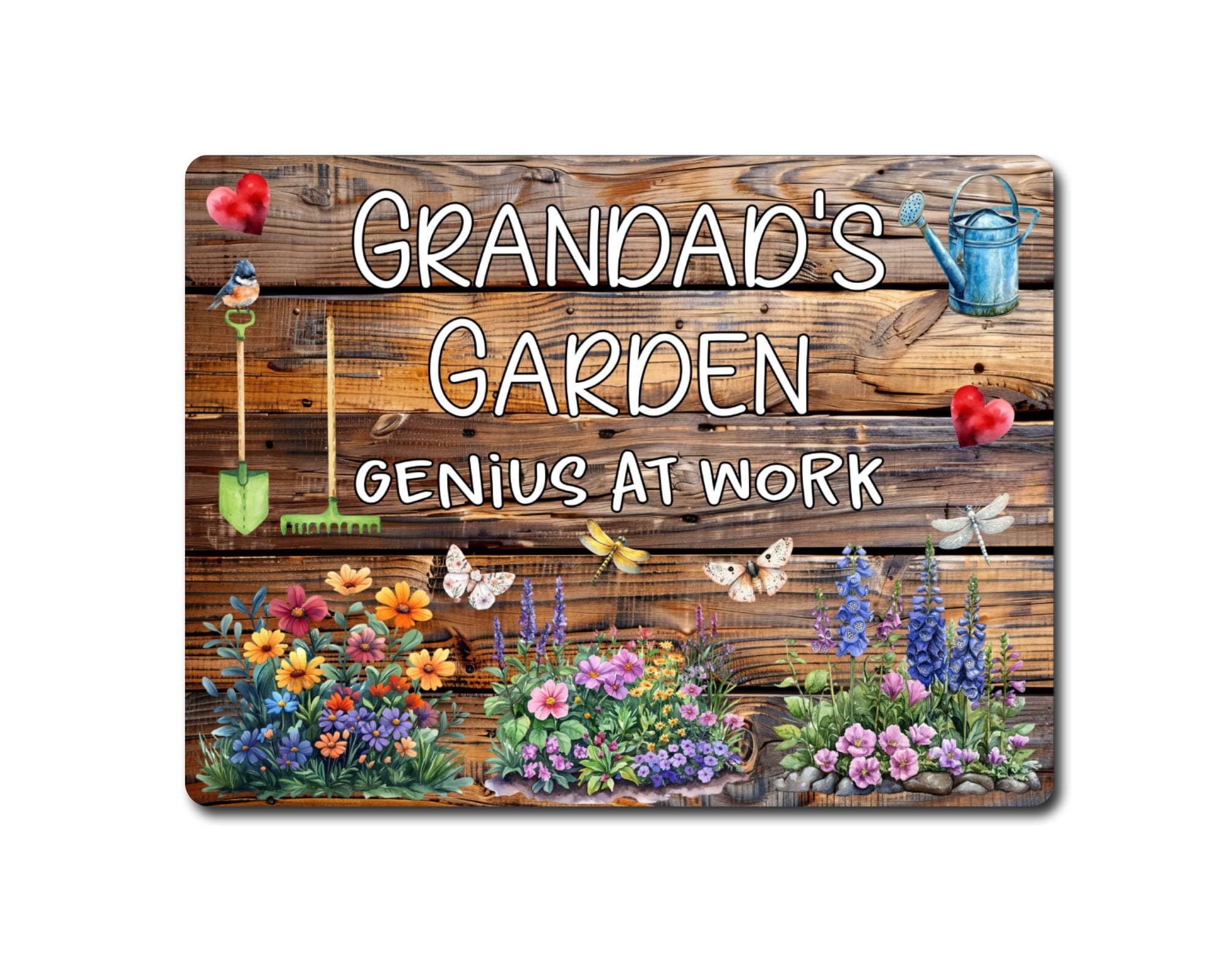 Decalarama Allotment Metal Sign Gift – Grandad's Garden Genius At Work - Cute Fun Home Family Novelty Aluminium Present