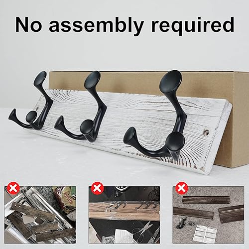 Miniatura 106 de SKOLOO Perchero de madera blanca de 17 pulgadas con 3 ganchos triples, ideal para entradas familiares, aulas y almacenamiento de suministros para