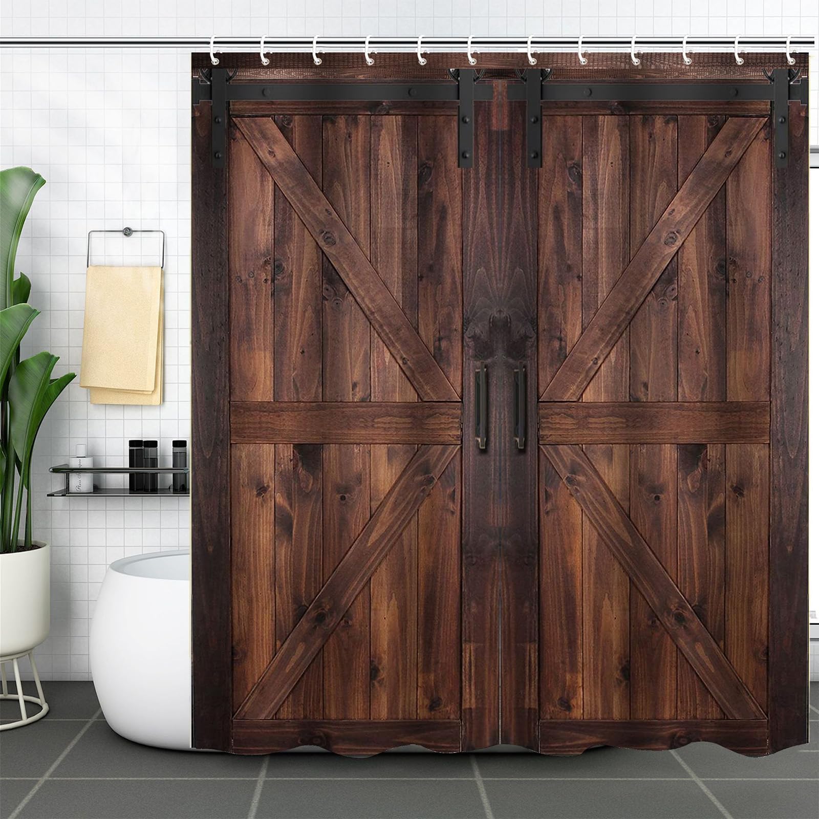 FAIRYGATE Badevorhang Duschvorhang 180x180 cm Wasserdicht Waschbar Polyester Badevorhänge mit 12 Duschvorhängeringen für Badezimmer Badewanne Anti Schimmel B8324