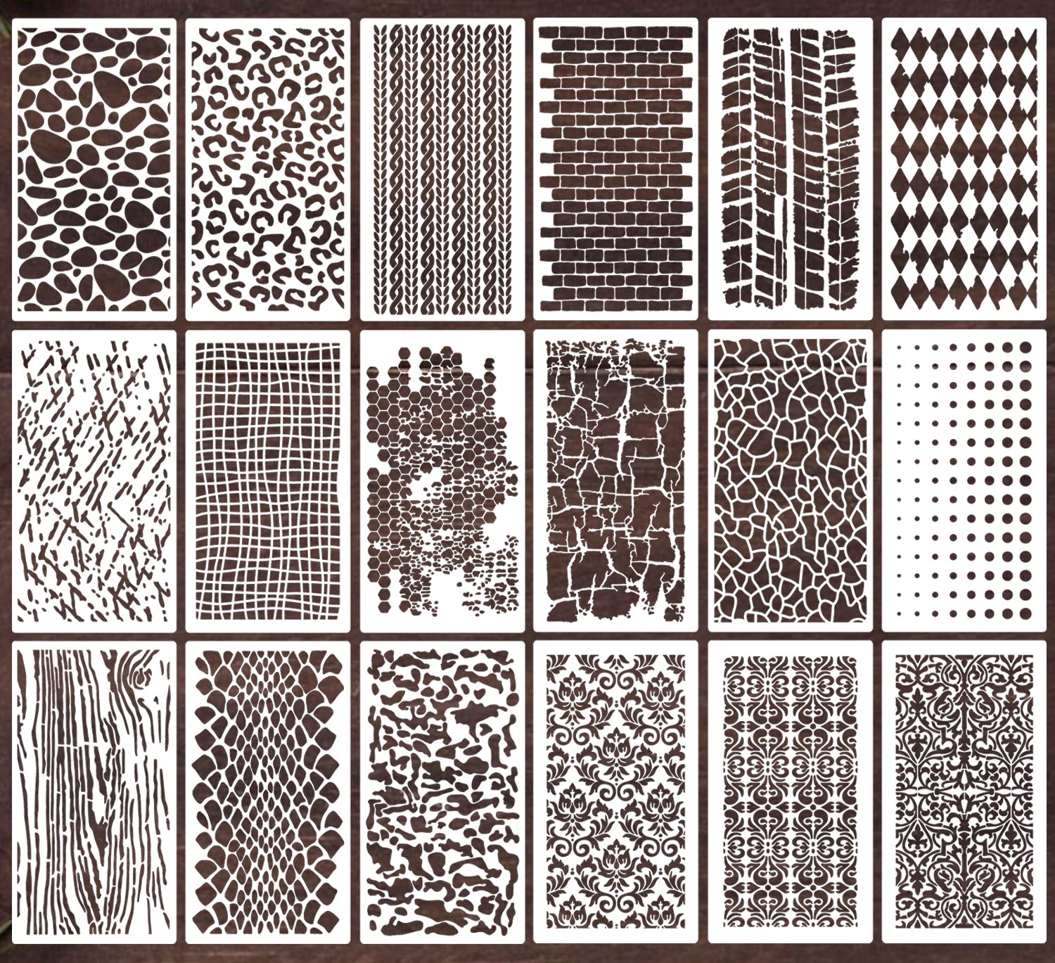 Stencils for Crafts Reusable Damask Texture Stencils for Painting Geometric Background Stencil Drawing Templates for Wood Canvas Furniture Scrapbooking