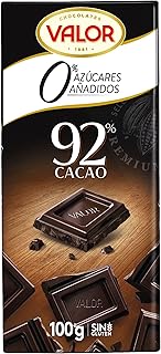 Valor - Chocolate Negro 92% sin Azúcar - Sin Gluten - 0% Azúcares añadidos. Chocolate Negro Valor apto para Celiacos. Endu...