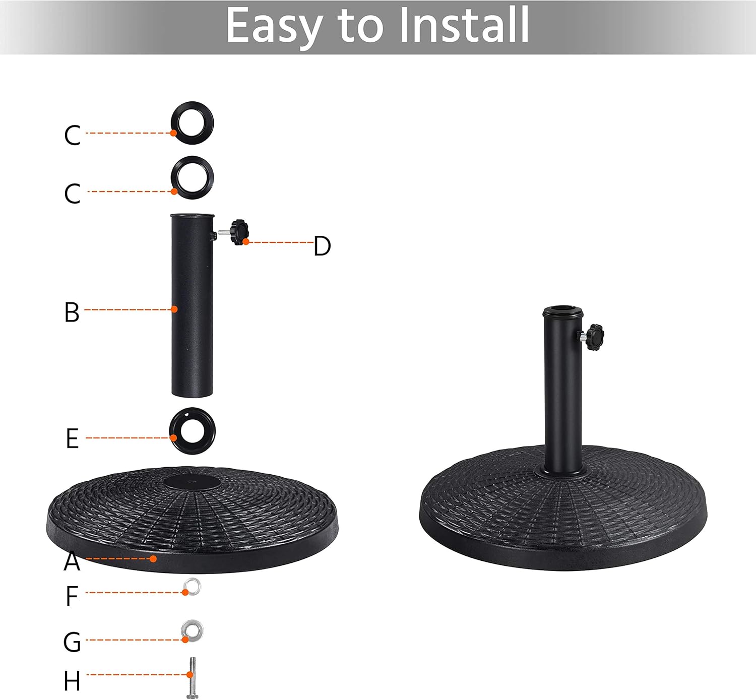 Topeakmart Umbrella Base 22 lbs Heavy Duty Outdoor Patio Umbrella Stand for Deck, Garden - Black : Patio, Lawn & Garden