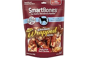 SmartBones Mini Chicken Wrapped Sticks Peanut Butter Dog Treats: Rawhide-Free Chews with...