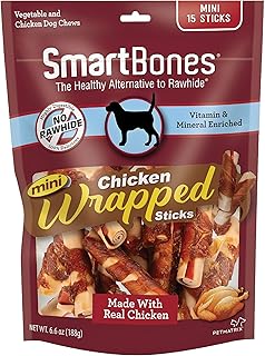 SmartBones Chicken-Wrapped Sticks, Treat Your Dog to a Rawhide-Free Chew Made with Real Chicken and Vegetables