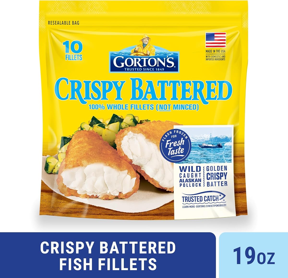Gorton's, Crispy Battered Fish Fillets, 19 oz (Frozen)