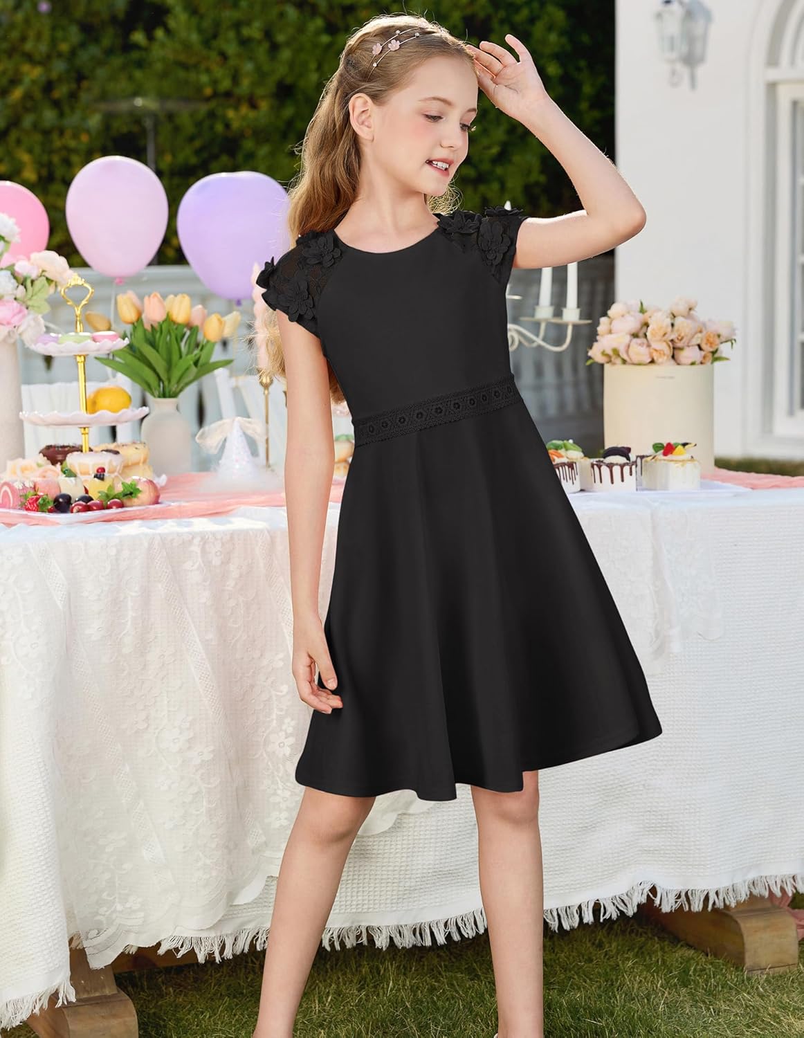 GRACE KARIN Girls' Short Sleeve Formal Dresses Girls Spring Party Dress Girl Summer Casual Dress 6-13 Years - Image 9