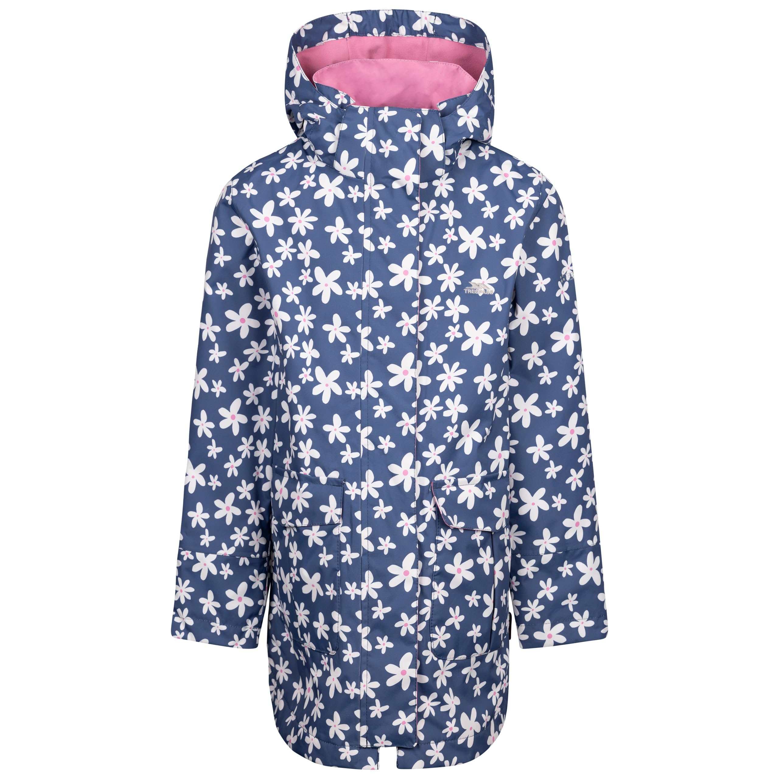 Trespass Girls Waterproof Hooded Jacket Primdrop Bluetone 5/6