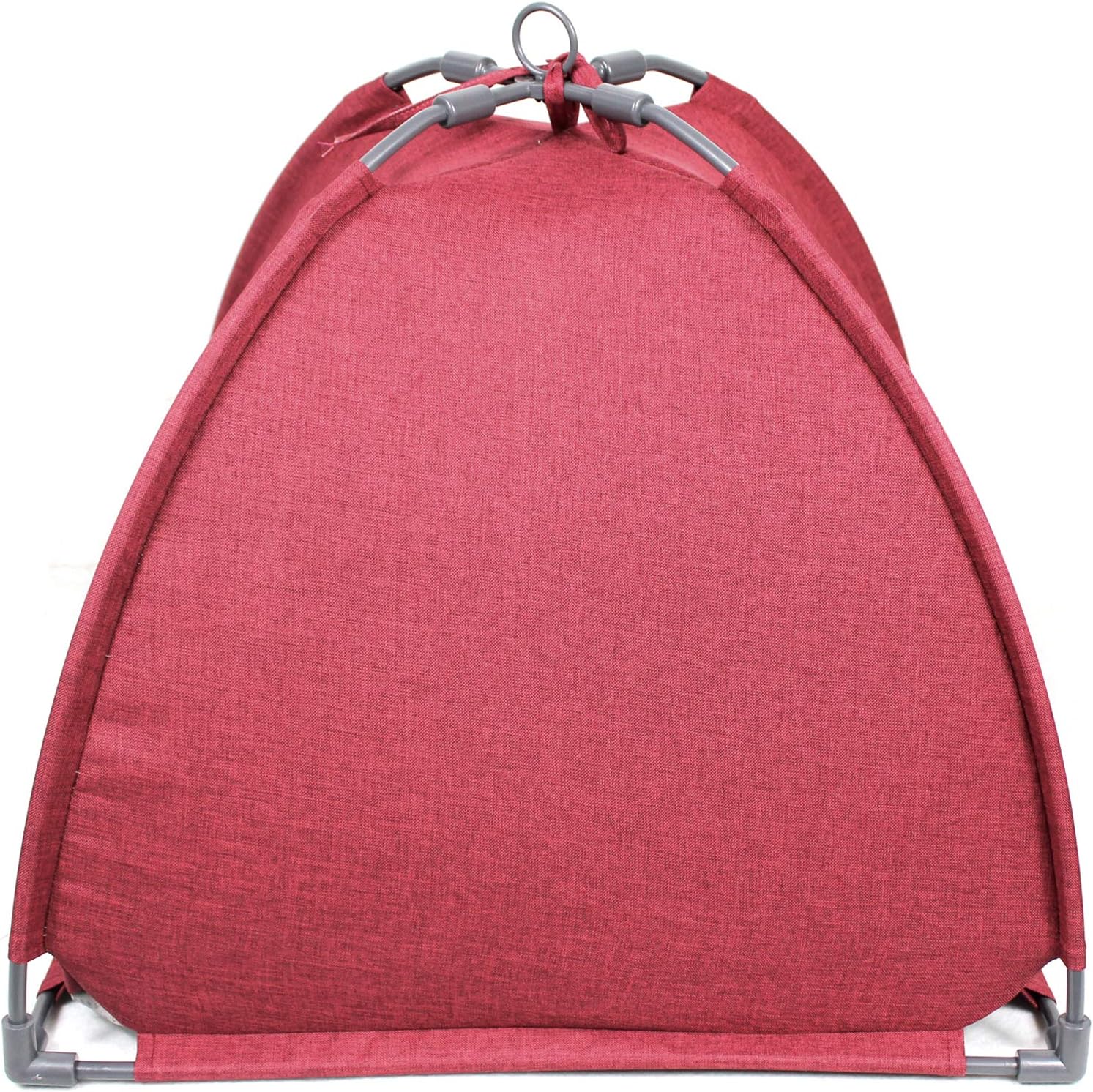 Winsterch Cat Bed Cave for Indoor Cats, Small Pet Tent Cave for Cats, Kittens, and Small Dogs, Warming Cat House with Removable Washable Cushion (18.5'‘ x 18.5’' x 15.8'',Red)