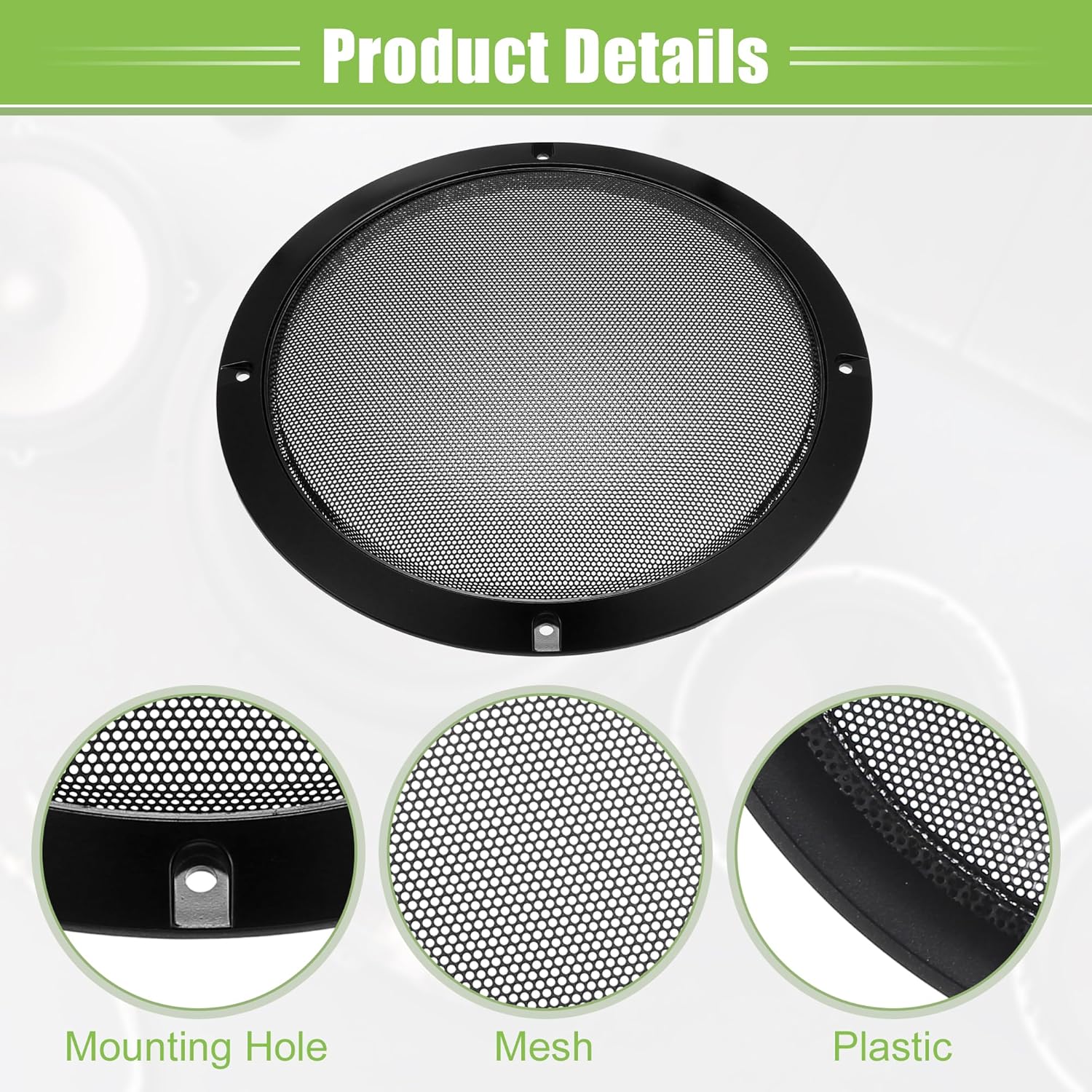 ACROPIX Universal 8" Car Speaker Grills Cover Mesh Round 8 Inch Audio Speaker Subwoofer Guard Protector Case with Mounting Screws Iron Gloss Black - Pack of 4