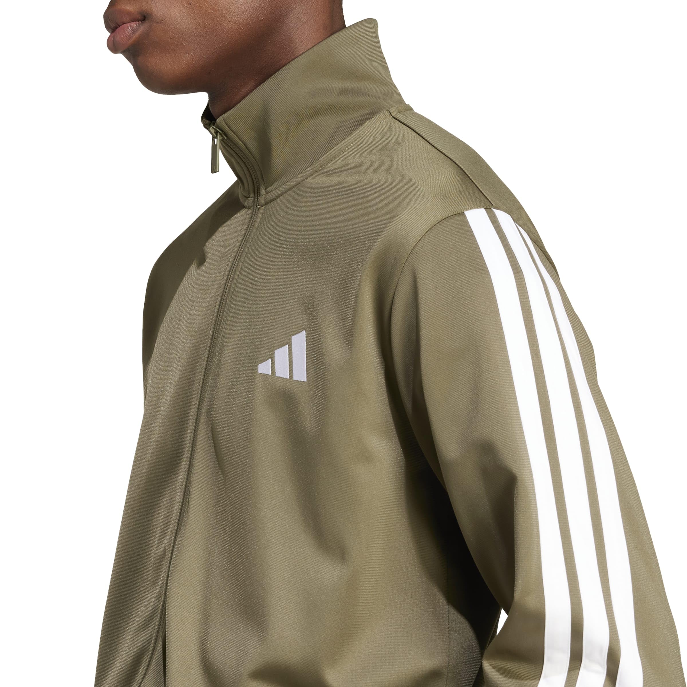 adidas Mezczyzni Sportswear Basic 3 Stripes Tricot Track Suit, olive strata/white, XL Tall