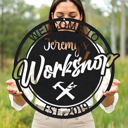 Miniatura 4 de Letrero de garaje personalizado para mecánico, decoración de pared de metal personalizada para hombres que aman las herramientas, motores y