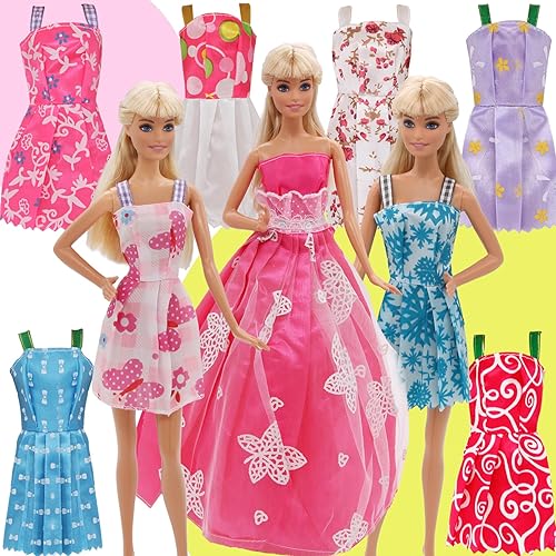 Miniatura 8 de ZTWEDEN La ropa de muñeca para muñecas de 12 pulgadas contiene 13 piezas de vestidos de fiesta, 2 vestidos de novia para muñeca de 11.8 in, muñeca