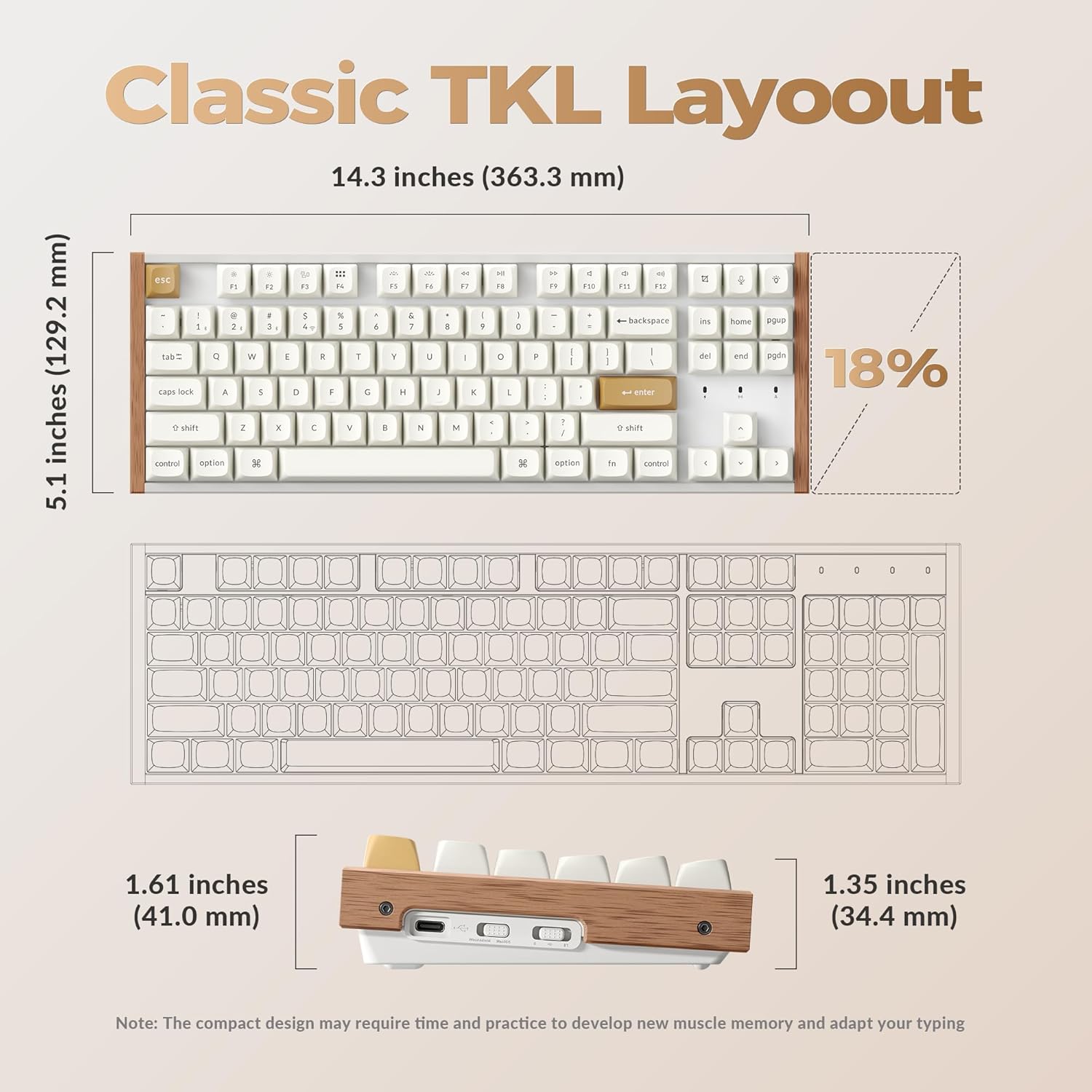 Keychron K8 HE TKL Hall Effect Wireless Mechanical Keyboard, Magnetic Hot-Swappable Switches, Rapid Trigger, QMK/VIA, RGB, 2.4GHz/Bluetooth 5.2/Wired, Aluminum & Wood Frame, Mac Windows Linux - White
