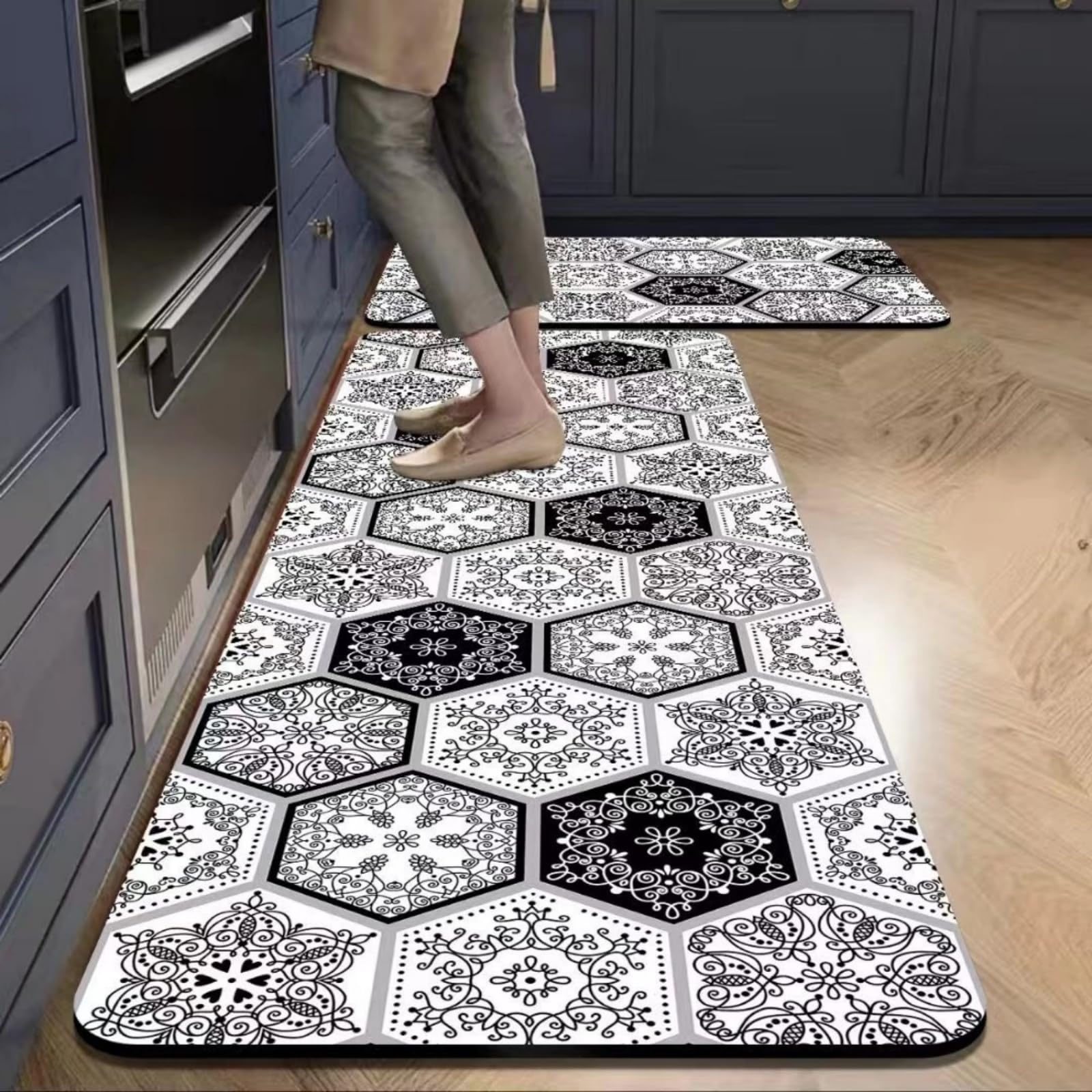 Tapis de cuisine antiderapant lavable anti-fatigue noir