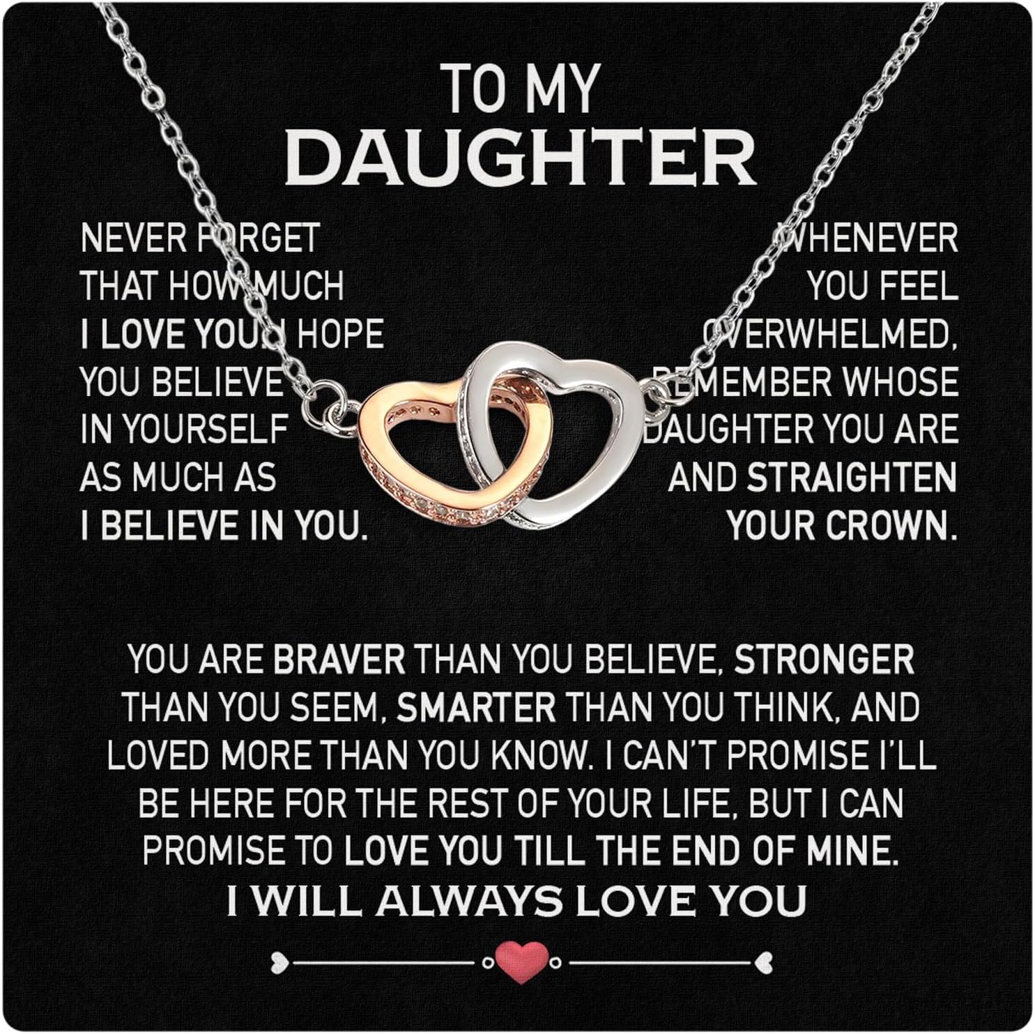 Larvincy To My Daughter Necklace – Meaningful Valentine’s Day Gift from Parents with Heartfelt Message Card & Elegant Box