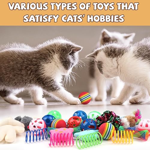 Miniatura 6 de Juego de 30 juguetes interactivos para gatos, juguete interactivo para gatos, juguetes de bola con campanas, juguetes para gatos aburridos de