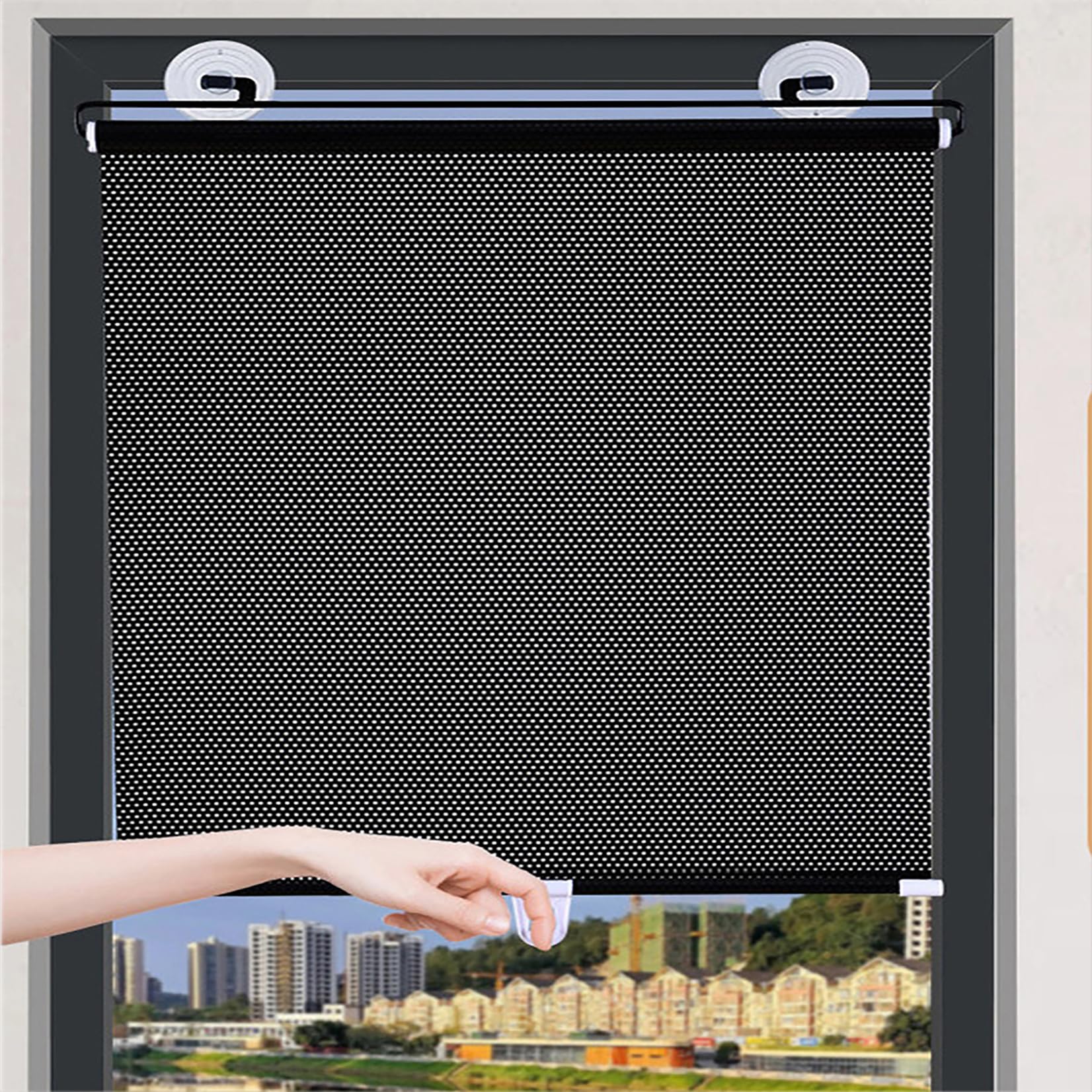 80x200cm Schwarz Verdunkelungsrollo Mit Saugnäpfen Temporäre Sonnenschutzrollos Saugnapfes Rollo Fensterrollo Ohne Bohren Lichtdurchlässig Isolierung Jalousien fü Wohnzimmer/Büro/Badezimmer/Auto