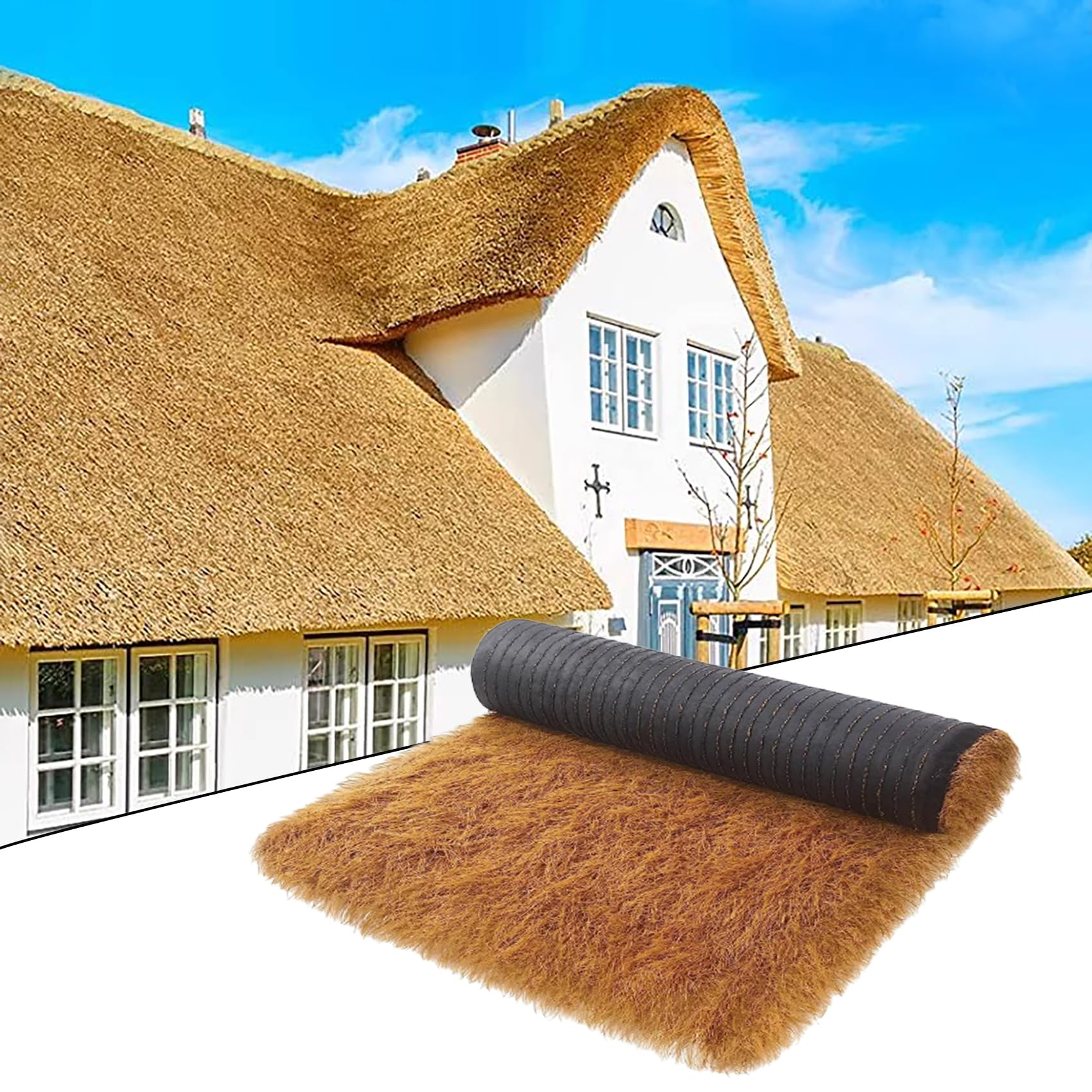 DWZL Highly Realistic Synthetic Thatch Panels! Easy Install Artificial Straw Roof For Thatched Roof Tiki Hut, Gazebo, And Garden Decor Maintenance Free(Size:0.5m*20m)
