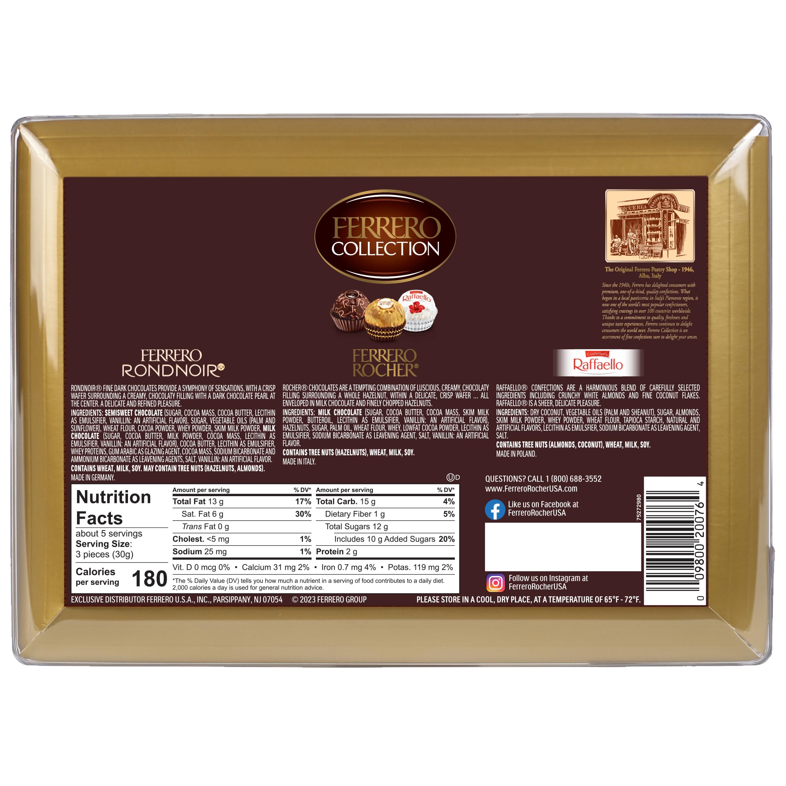 Ferrero Collection, Premium Assorted, Hazelnut, Dark Chocolate and Coconut, 24 Count Treats, 6.1 oz: Ferrero Collection, 16 Count, Premium Gourmet Assorted Hazelnut Milk Chocolate, Dark Chocolate and Coconut, Mother's Day Gift, 6.1 oz (Pack of 5)