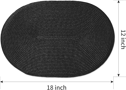 Miniatura 2 de FunWheat Juego de 6 manteles individuales trenzados ovalados para mesas de comedor, lavables, resistentes al calor, para uso diario, 12 x 18