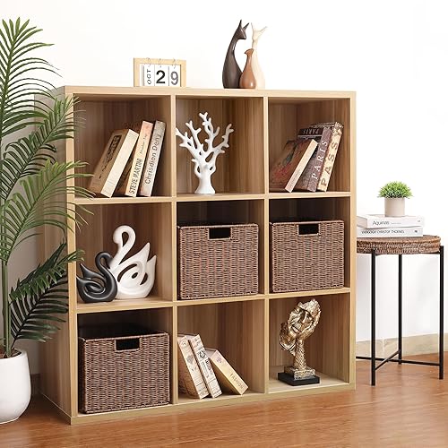 Miniatura 4 de Cesta de almacenamiento de mimbre, cubo grande de 12 x 12 x 10 pulgadas, mimbre tejido para estantes, despensa, organización de cocina y baño