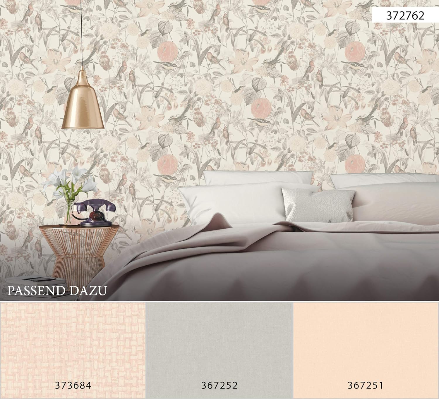 A.S. Création Wallpaper Tropical Design - Pink, Gray, Orange - Flower Wallpaper 395.99in x 20.87in Made in Germany - 372762