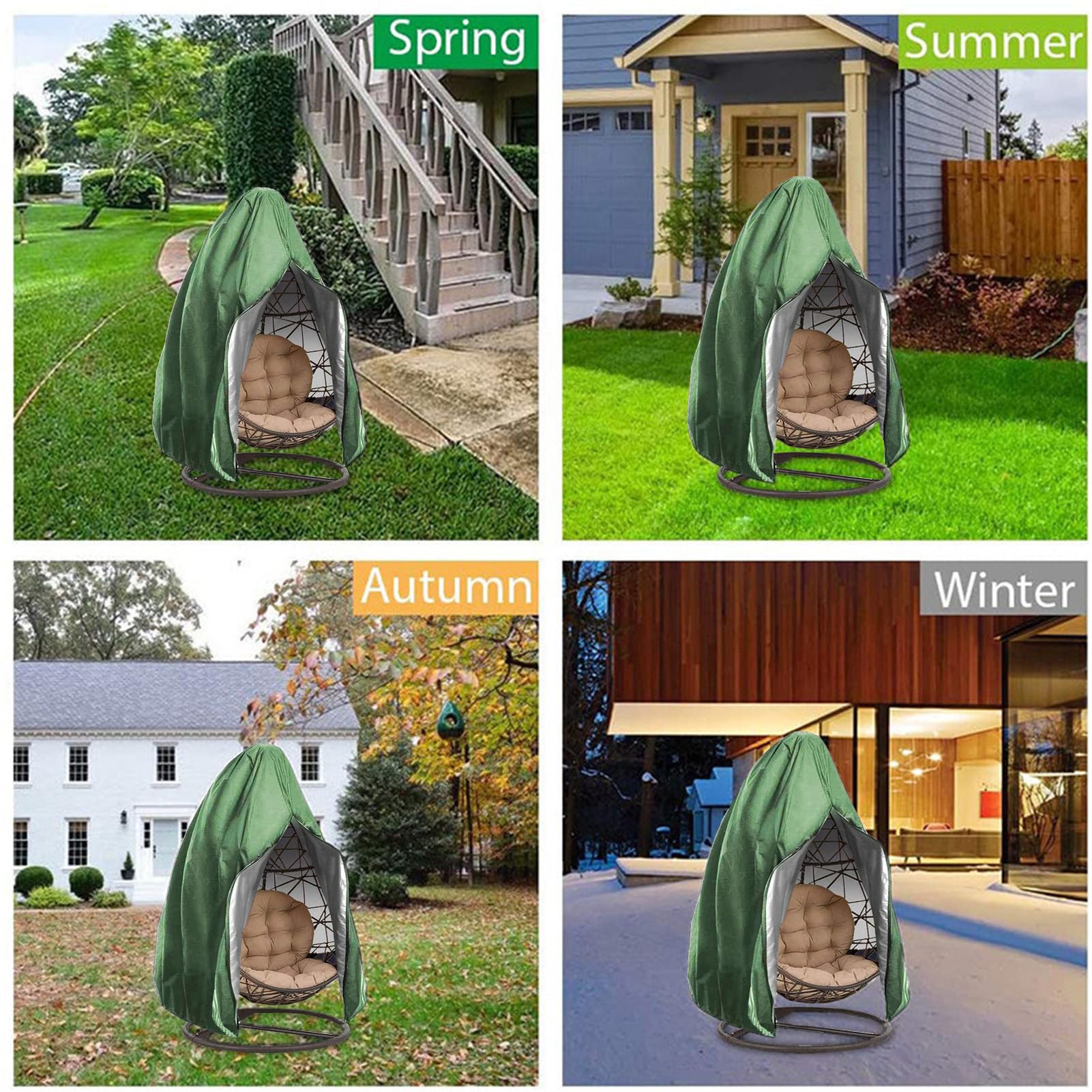 Copertura per Sedia A Dondolo,Copertura Antipolvere per Sedia A Dondolo,Coperture Dondoli da Giardino,Fodera di Protezione per Sedia Sospesa (230x200cm,Verde)