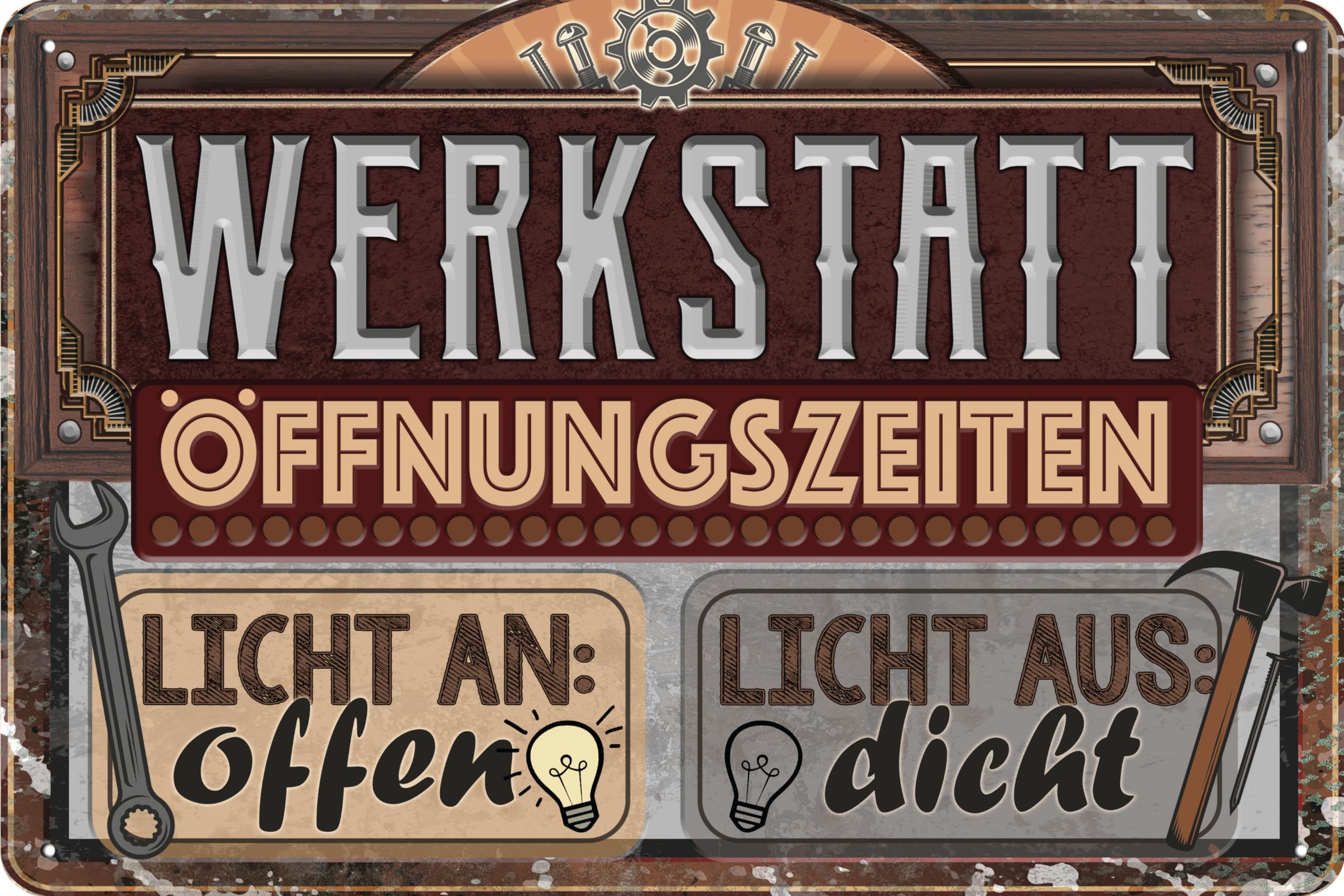 DODINO 20x30cm WERKSTATT REGELN und Wetten Workshop Bord Grappige spreuk, garages en schroevendraaiers decoratie