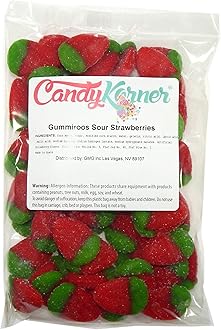 Gummi Strawberries - Sour Strawberry Gummi - Strawberries Gummy 1 Pound (16 Ounce) By CandyKorner