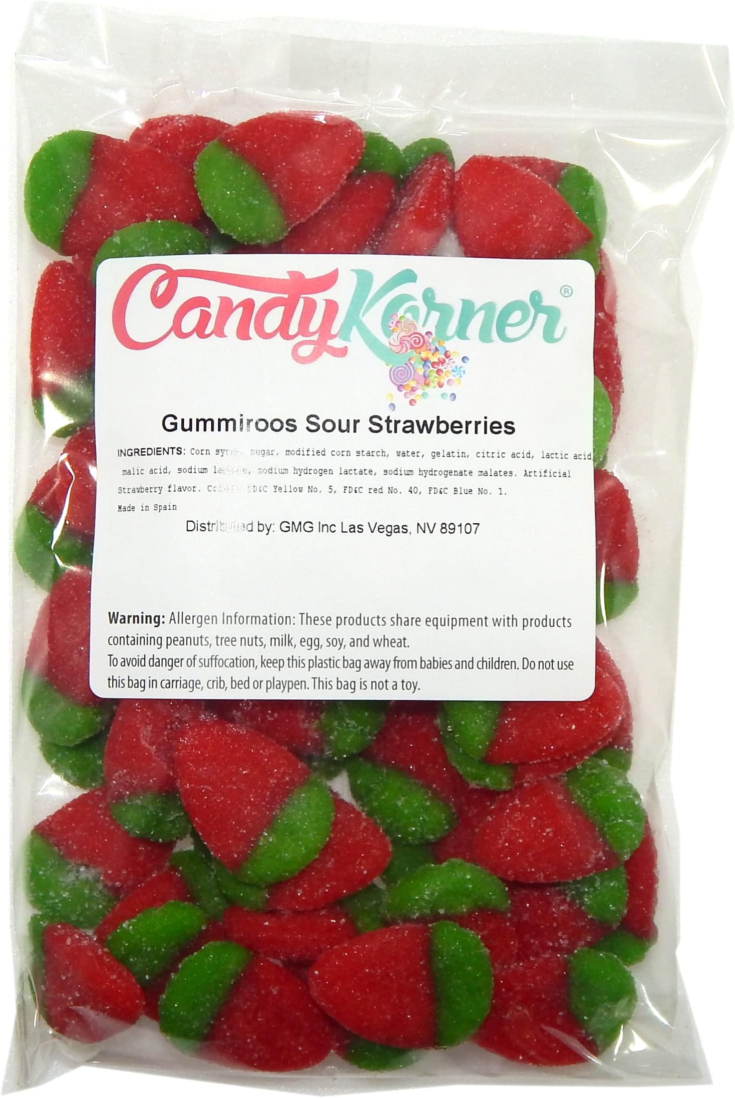 Gummi Strawberries - Sour Strawberry Gummi - Strawberries Gummy 1 Pound (16 Ounce) By CandyKorner
