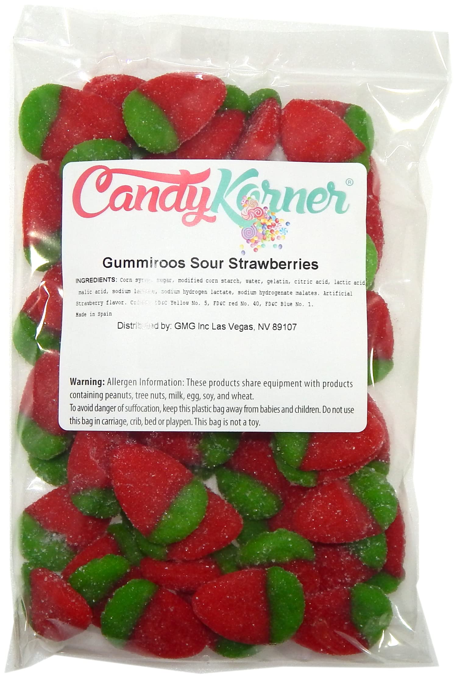 Gummi Strawberries - Sour Strawberry Gummi - Strawberries Gummy 1/2 Pound (8 Ounce) By CandyKorner