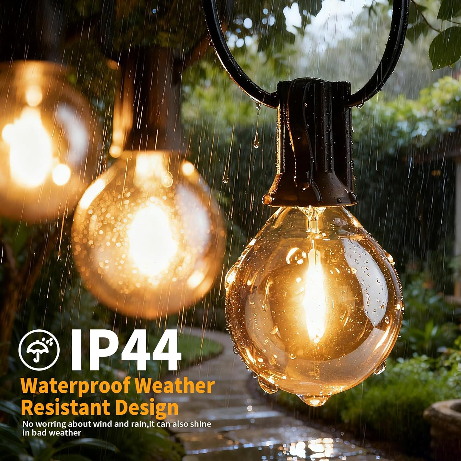 G40 Led Replacement Light Bulbs,Amber Glass E12 Candelabra Light Bulbs, 1W Equivalent 7W 1.5 Inch Small Light Bulbs for Outdoor String Lights, Party Patio Garden Decor,Warm White 2200K, 25Pack
