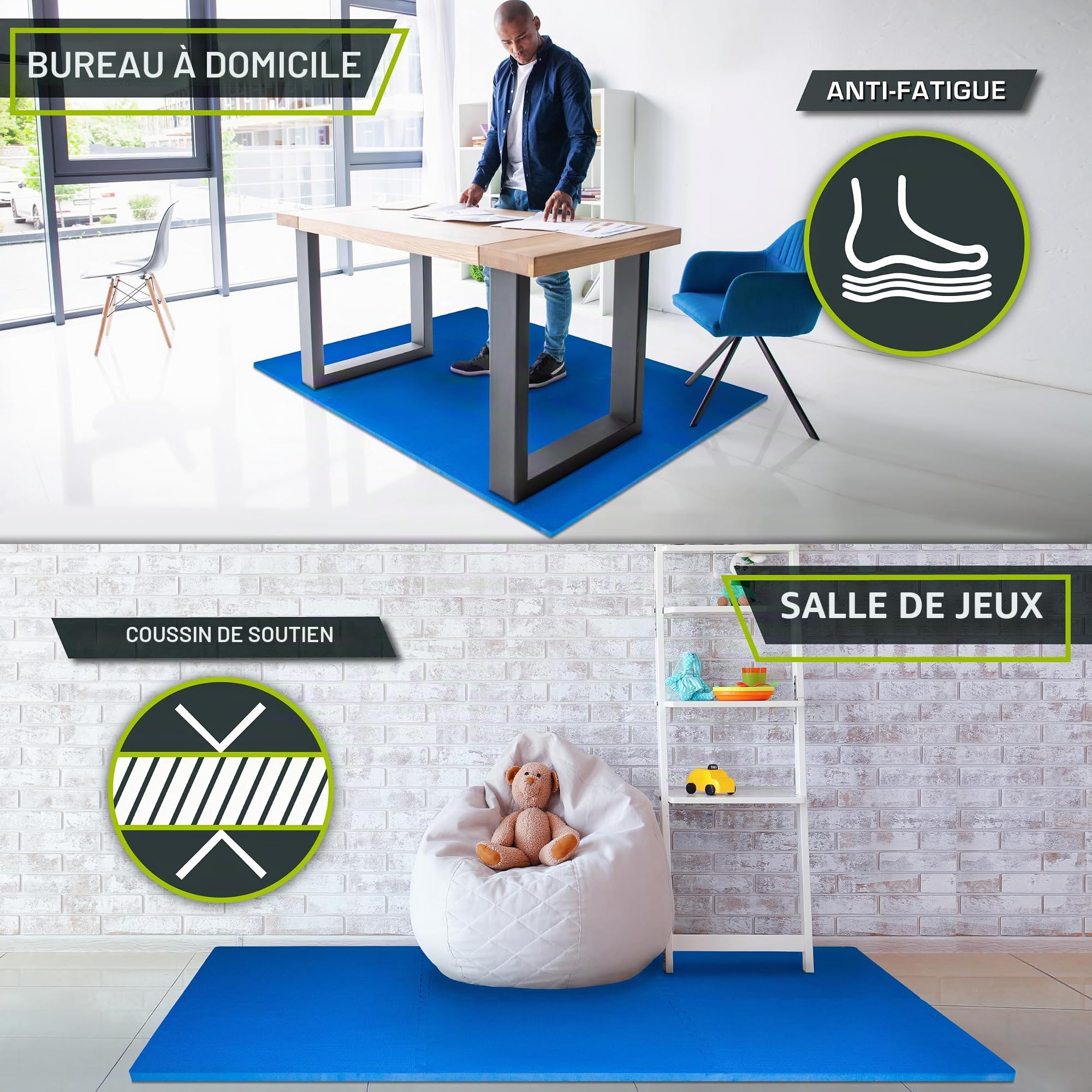 ProsourceFit Extra Thick Puzzle Exercise Mat ¾” and 1", EVA Foam Interlocking Tiles for Protective, Cushioned Workout Flooring for Home and Gym Equipment