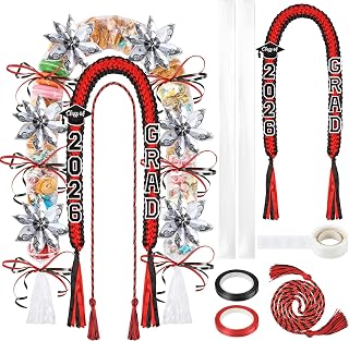 YLOLUL 16 Pcs Graduation Leis 2026 Graduation Candy Lei Kit with Honor Cord Class of 2026 Graduation Ribbon Money Lays Necklace Graduation Gift Party Accessories for Women Men
