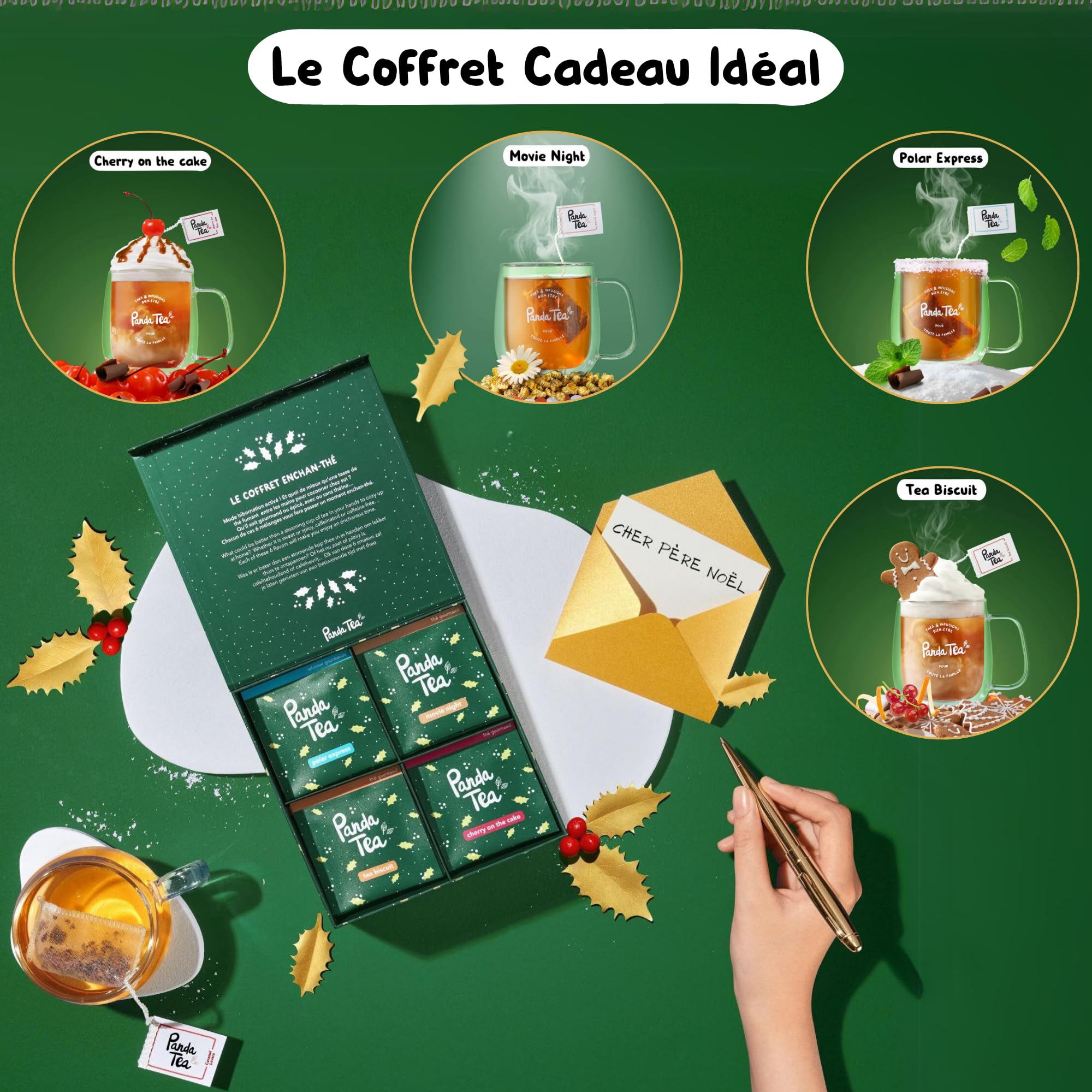 Panda Tea - Coffret Sélection Bien-être | Assortiment de 4 Thé et Infusions Bio | 20 Sachets Coton | Idéal pour un Moment de Détente & d’Évasion | Idée Cadeau Zen et Gourmand
