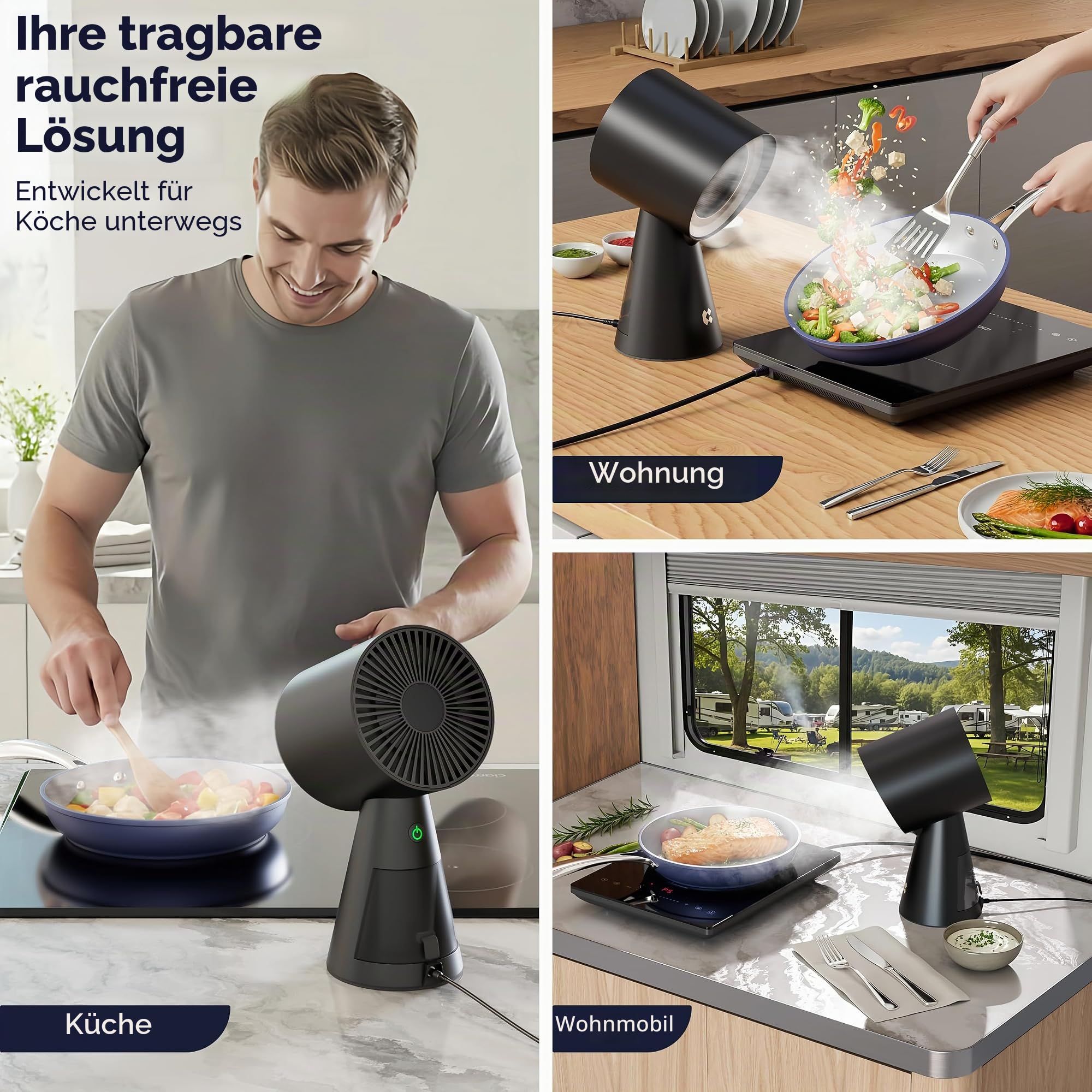 CIARRA CBPHB01 Mini Dunstabzugshaube Mobile HOOD TO GO Leise Umluft Tragbare Abzugshaube Keine Installation Multi-Filtration
